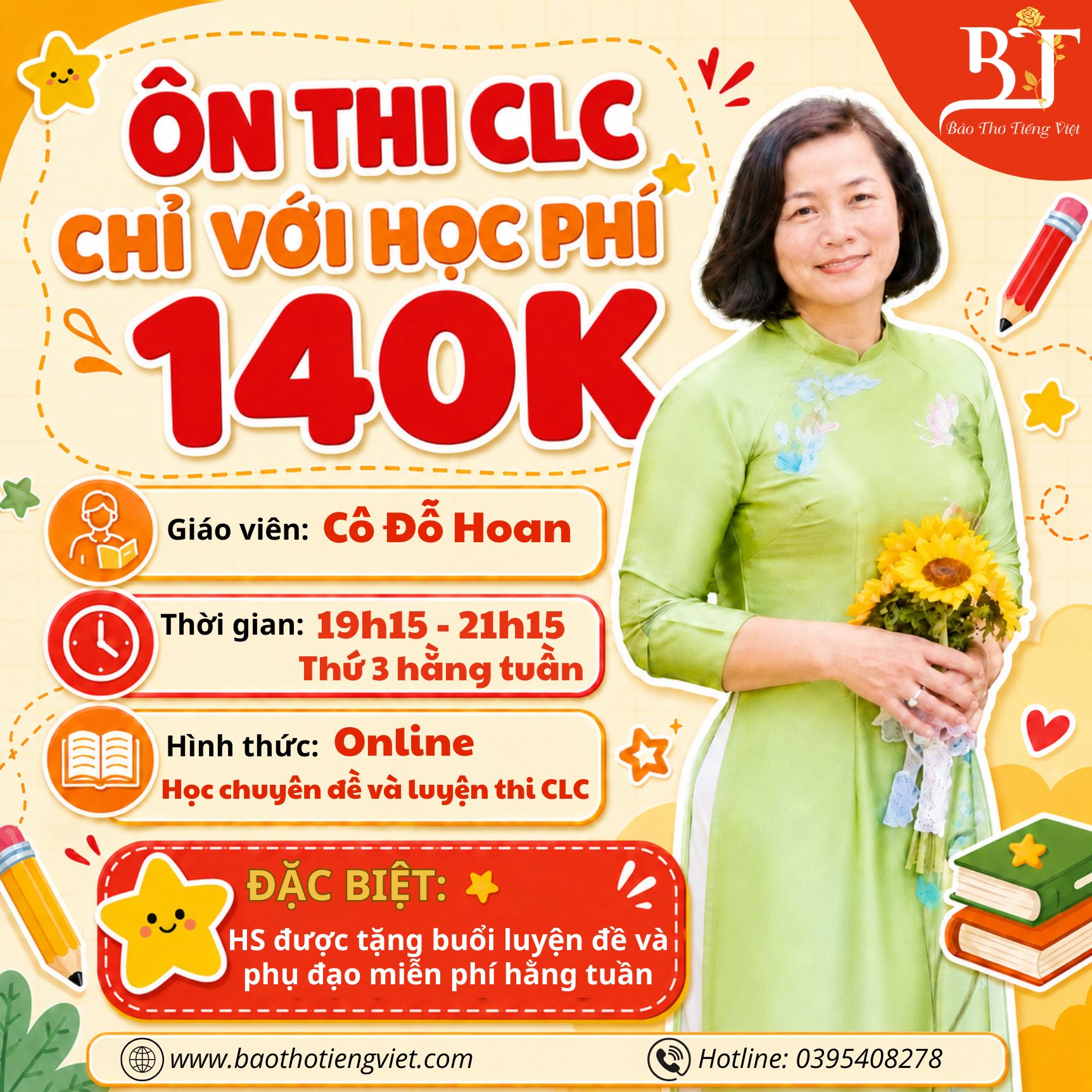 TUYỂN SINH LỚP ÔN THI TRƯỜNG CHẤT LƯỢNG CAO - HỌC PHÍ CHỈ 140K