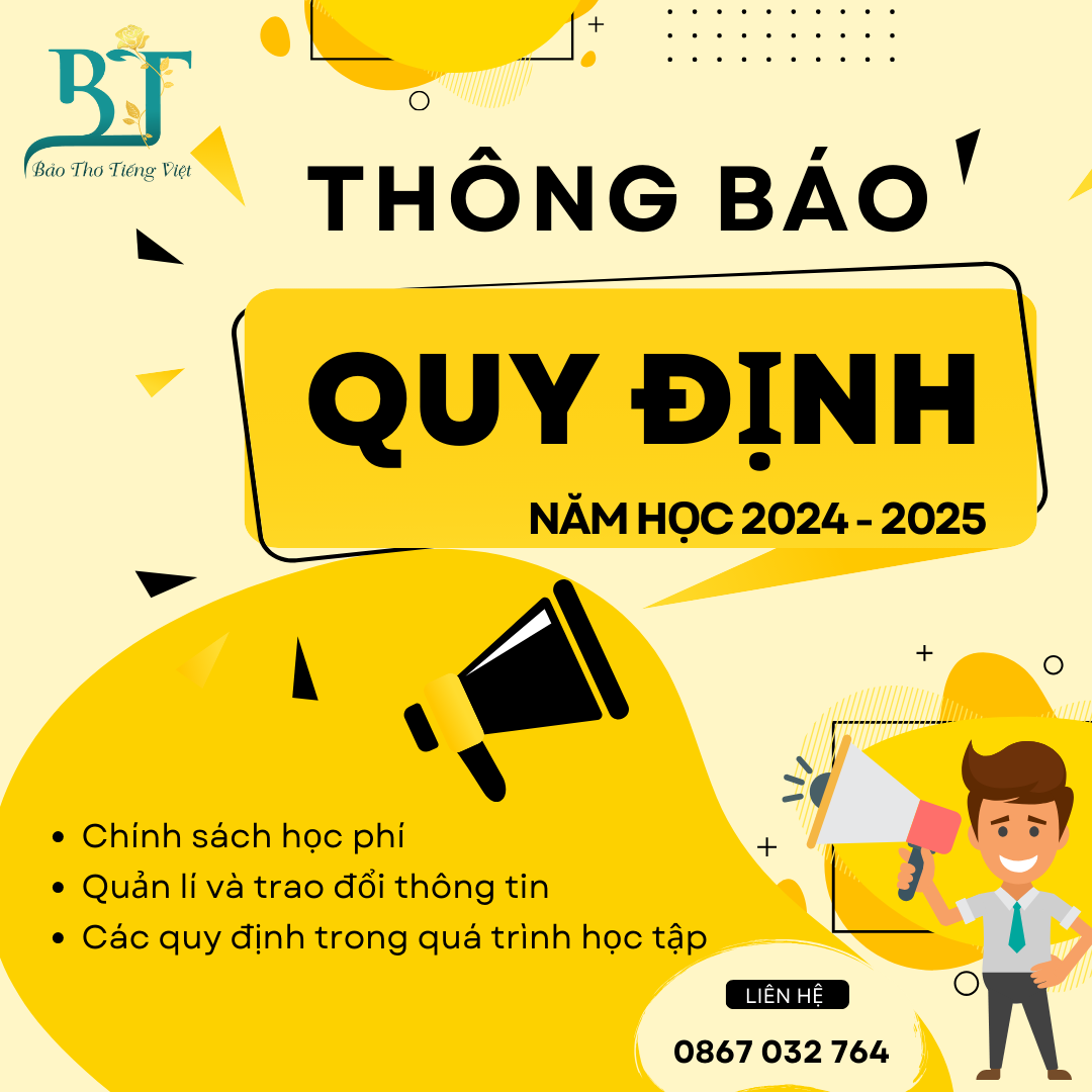 CÁC QUY ĐỊNH  TẠI CLB BẢO THƠ TIẾNG VIỆT NĂM HỌC 2024 – 2025