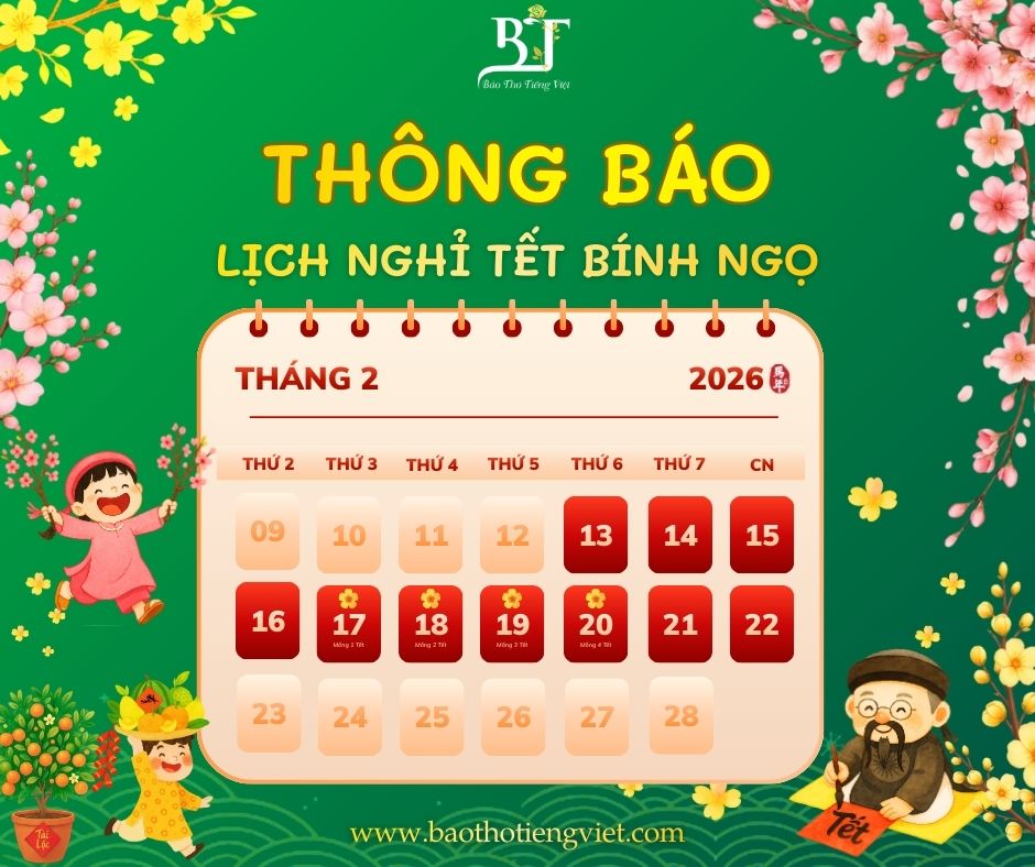THÔNG BÁO LỊCH NGHỈ TẾT NGUYÊN ĐÁN BÍNH NGỌ 2026