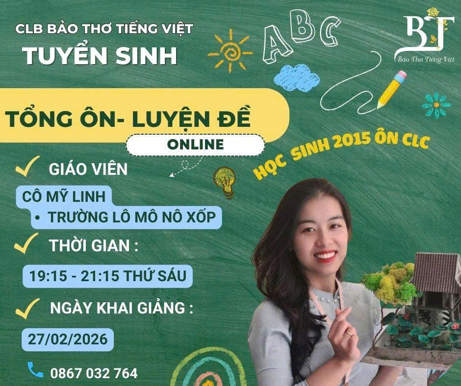 TUYỂN SINH LỚP TỔNG ÔN - LUYỆN ĐỀ THI CLC CHO HỌC SINH 2015